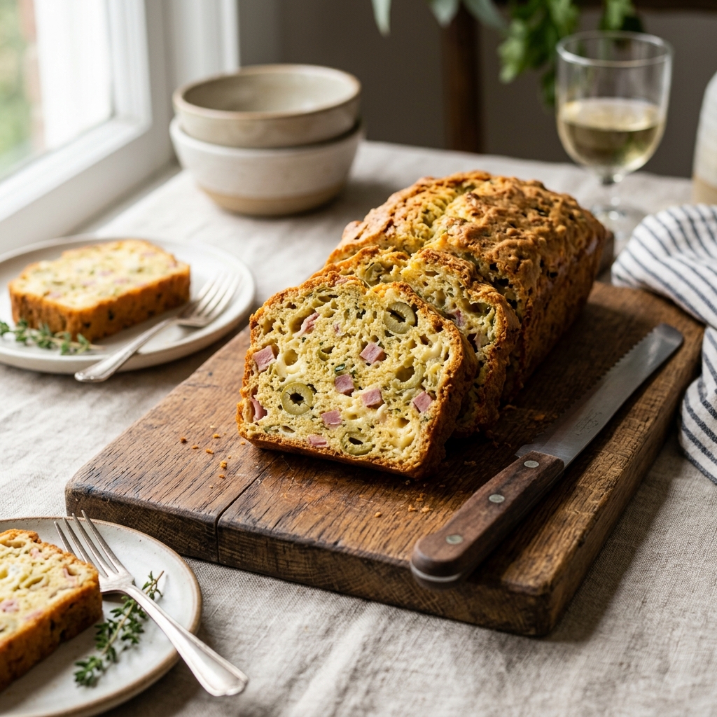 Cake salé aux olives et jambon