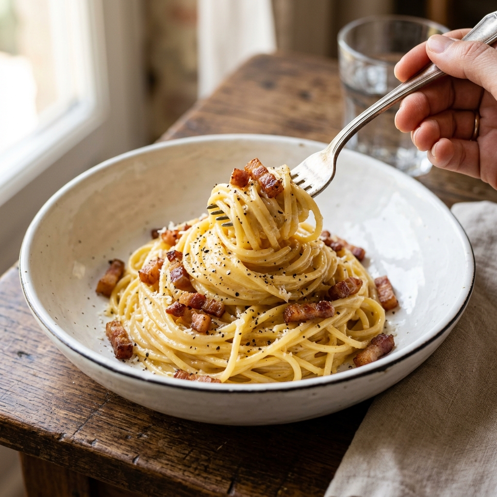 Pâtes Carbonara italiennes traditionnelles